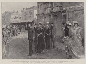 Princ z Walesu, princezna Victoria, princezna Maud a princ Charles z Dánska nakupují v Cowes